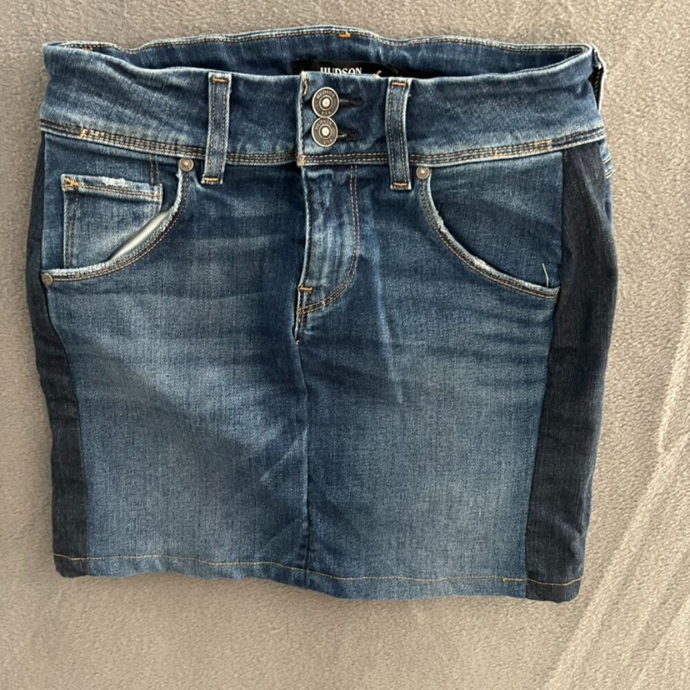 HUDSON Jeans Mini Skirt Two Tone Denim Women's Size 24